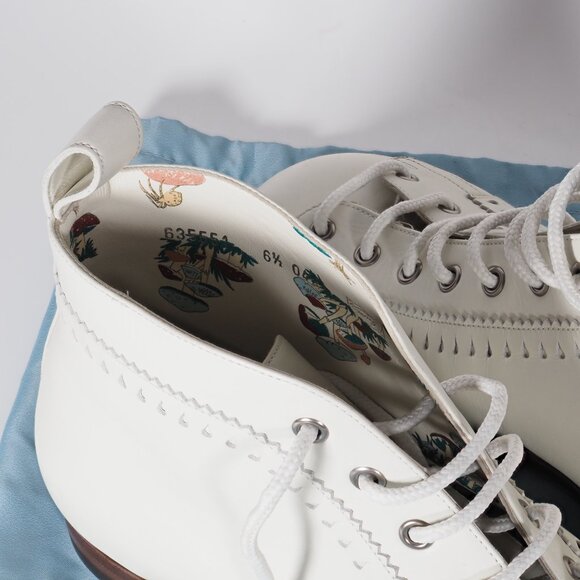 Special Edition White Gucci Brogue Jakarta Ankle Boot with Perforated Details - Picture 3 of 8